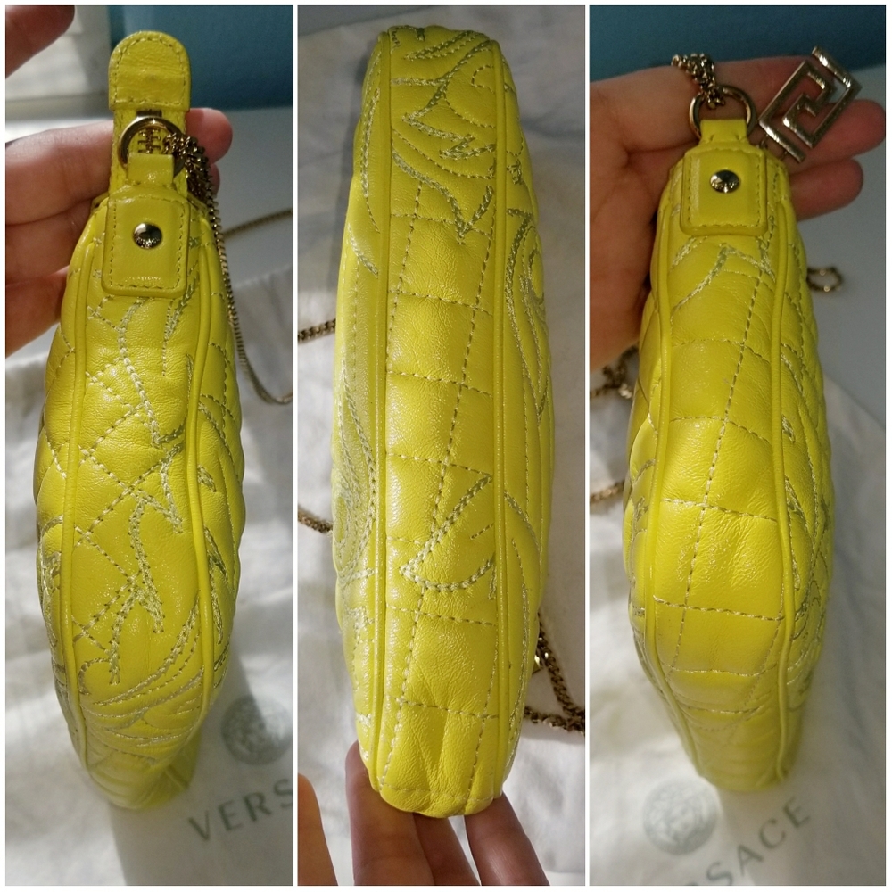 Versace Yellow Quilted Shoulder Bag - Picture 3 of 11